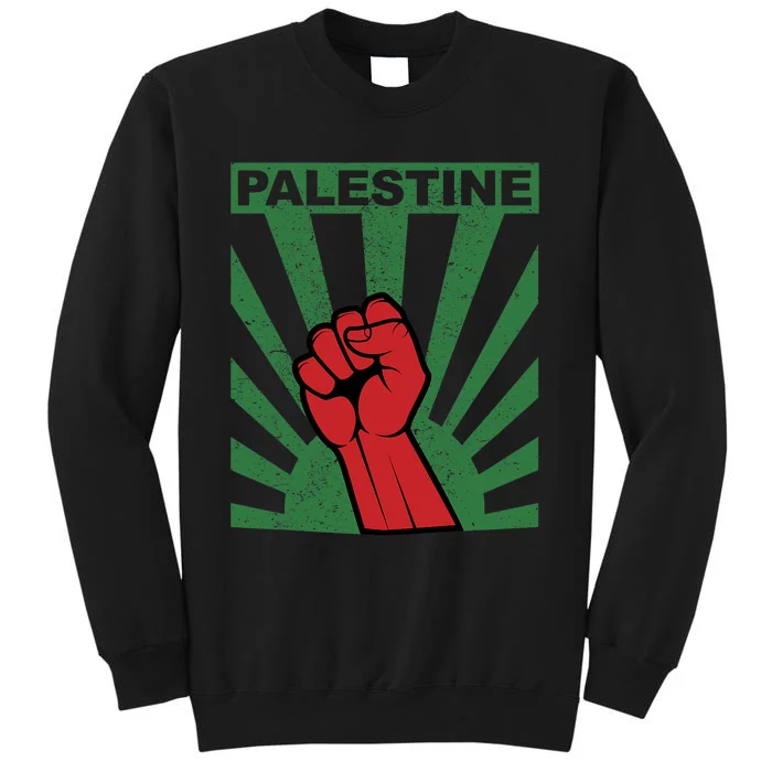 Free Palestine | Propaganda Style Palestine Fist Tall Sweatshirt