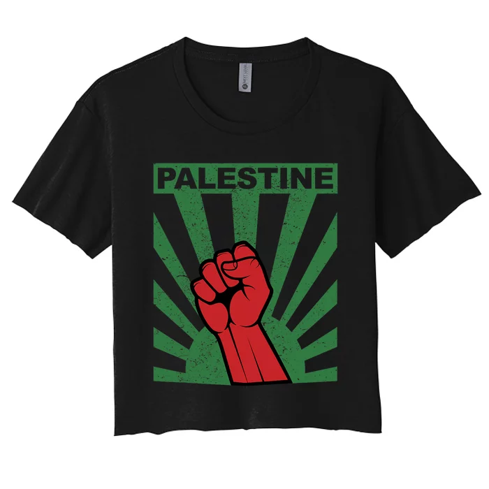 Free Palestine | Propaganda Style Palestine Fist Women's Crop Top Tee