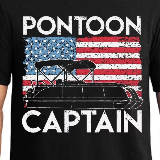 Funny Patriotic Pontoon Captain Us American Flag Funny Boat Owner Pajama Set