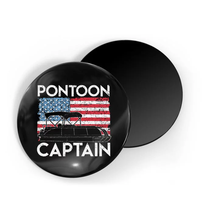 Funny Patriotic Pontoon Captain Us American Flag Funny Boat Owner Magnet