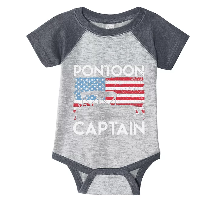 Funny Patriotic Pontoon Captain Us American Flag Funny Boat Owner Infant Baby Jersey Bodysuit