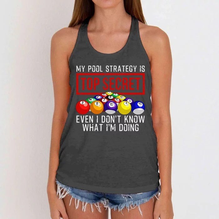 Funny Pool Player Billiards Gift For Men Women Game Play Women's Knotted Racerback Tank