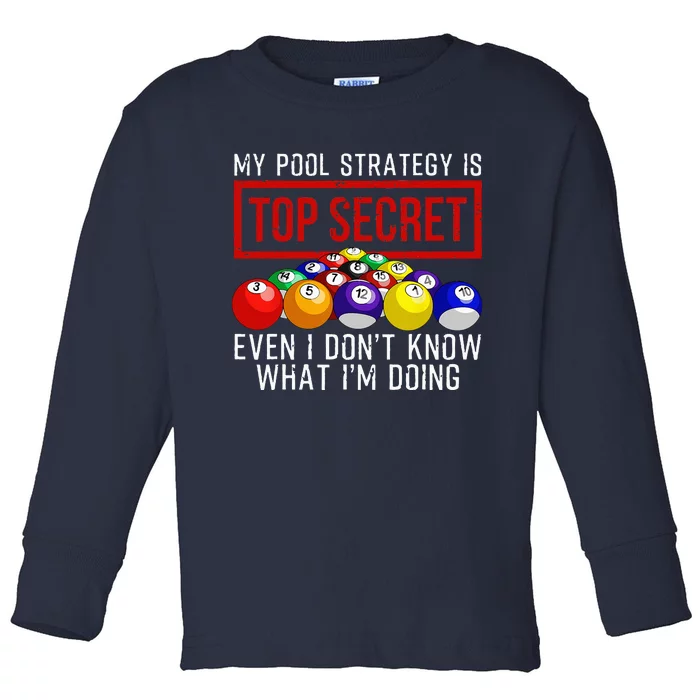 Funny Pool Player Billiards Gift For Men Women Game Play Toddler Long Sleeve Shirt