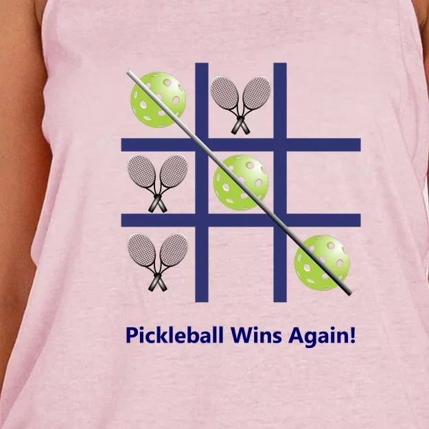 Fun Pickleball, Pickleball Tic Tac Toe Tennis, Pickleball For Life Women's Knotted Racerback Tank