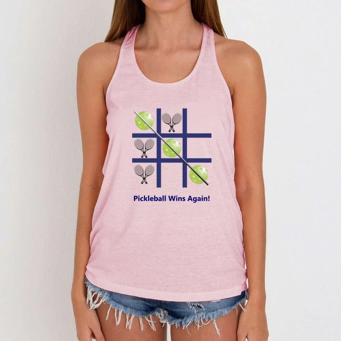 Fun Pickleball, Pickleball Tic Tac Toe Tennis, Pickleball For Life Women's Knotted Racerback Tank