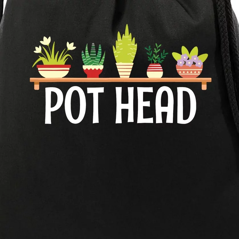 Funny Pot Plants Head Cute Funny Succulent Garden Gardening Drawstring Bag