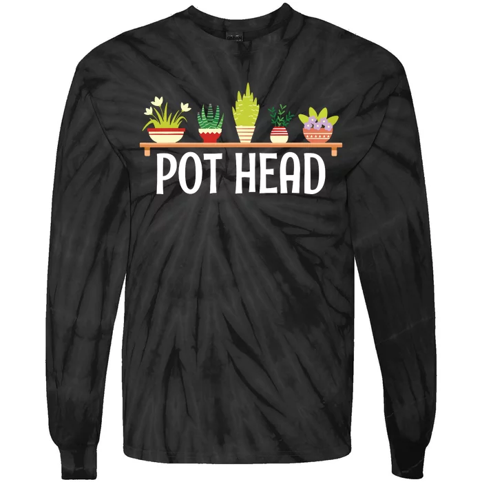 Funny Pot Plants Head Cute Funny Succulent Garden Gardening Tie-Dye Long Sleeve Shirt