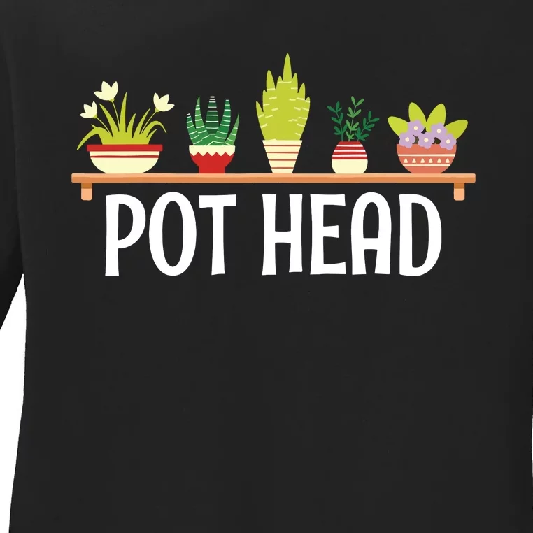 Funny Pot Plants Head Cute Funny Succulent Garden Gardening Ladies Long Sleeve Shirt