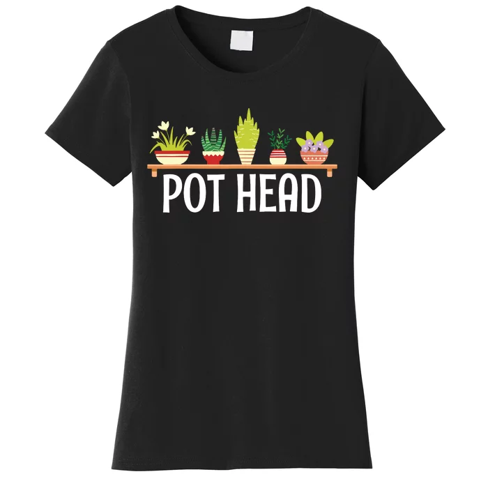 Funny Pot Plants Head Cute Funny Succulent Garden Gardening Women's T-Shirt