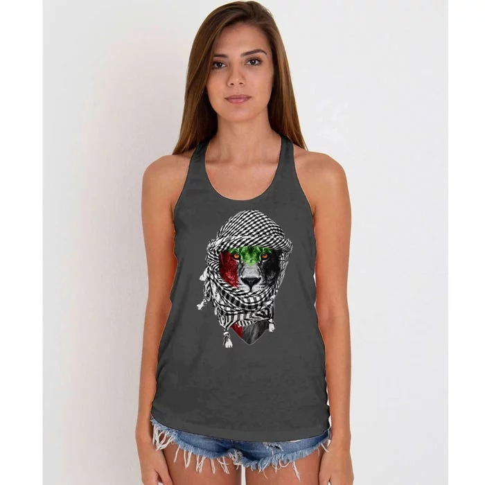 Free palestine Palestinian lion Women's Knotted Racerback Tank