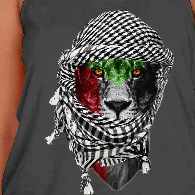 Free palestine Palestinian lion Women's Knotted Racerback Tank