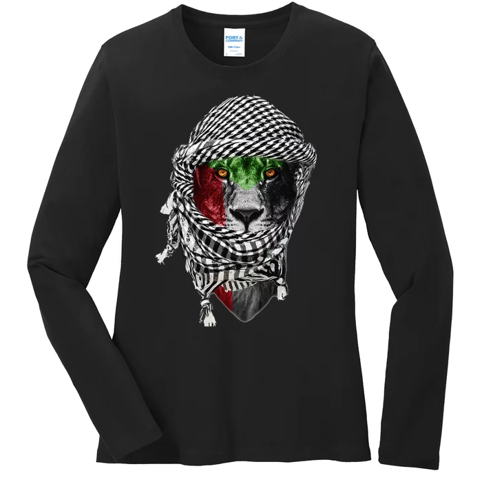 Free palestine Palestinian lion Ladies Long Sleeve Shirt