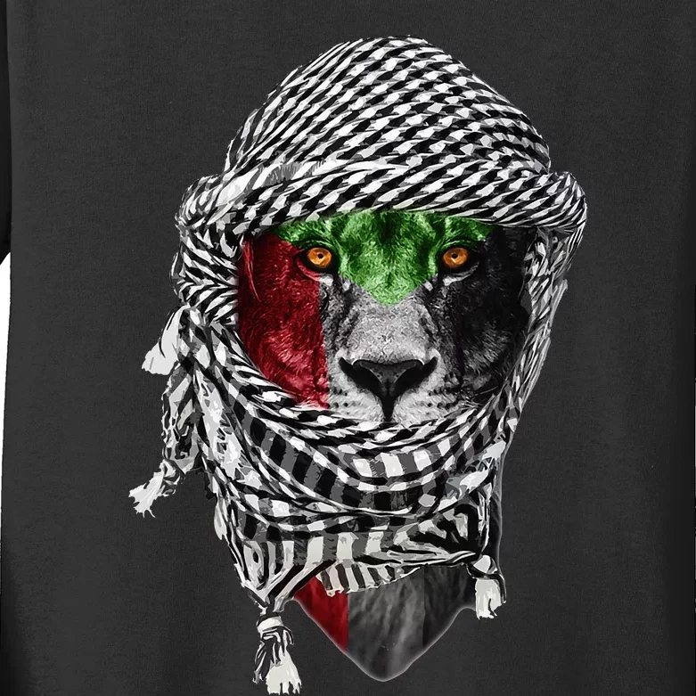 Free palestine Palestinian lion Kids Long Sleeve Shirt