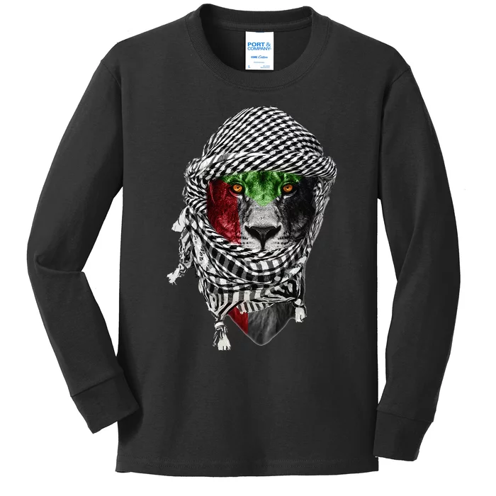 Free palestine Palestinian lion Kids Long Sleeve Shirt