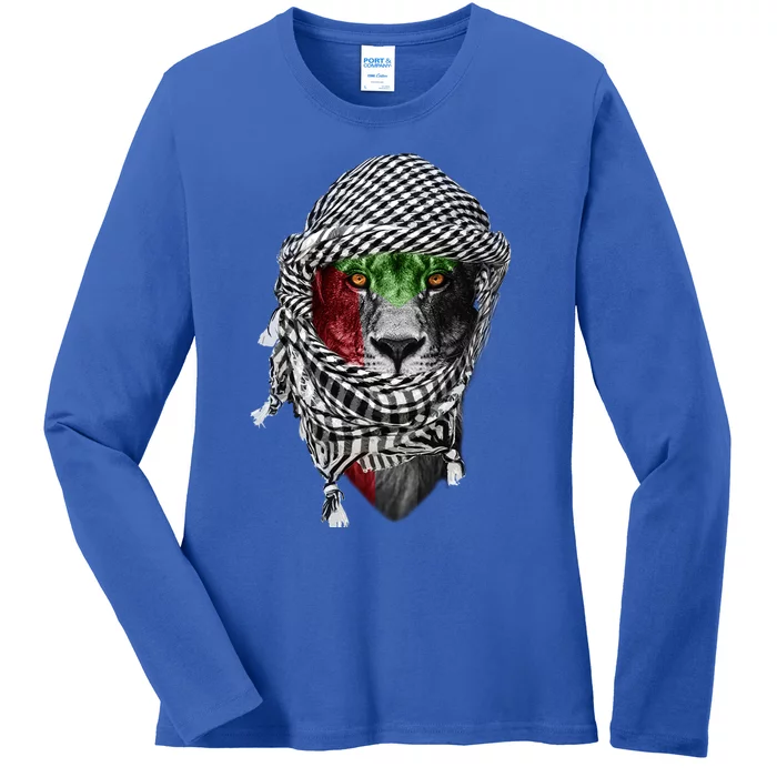 Free Palestine Palestinian Lion Funny Gift Ladies Long Sleeve Shirt