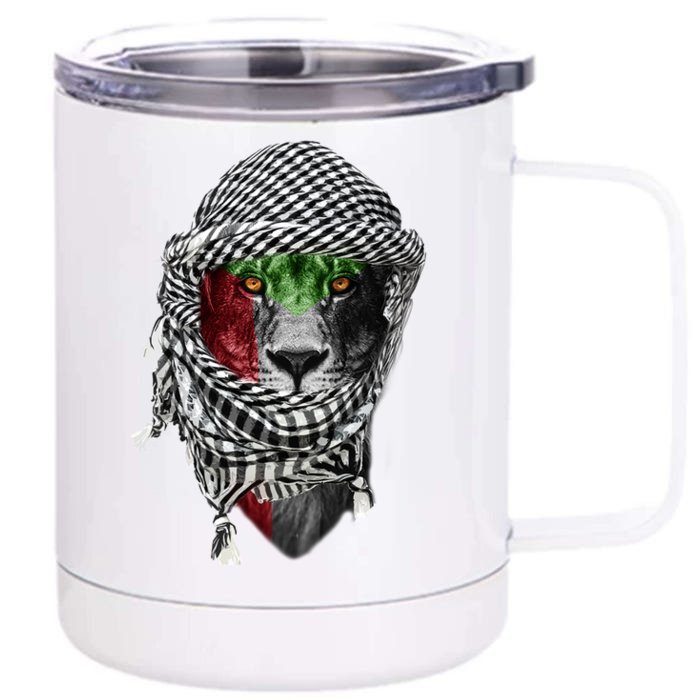 Free Palestine Palestinian Lion Funny Gift Front & Back 12oz Stainless Steel Tumbler Cup