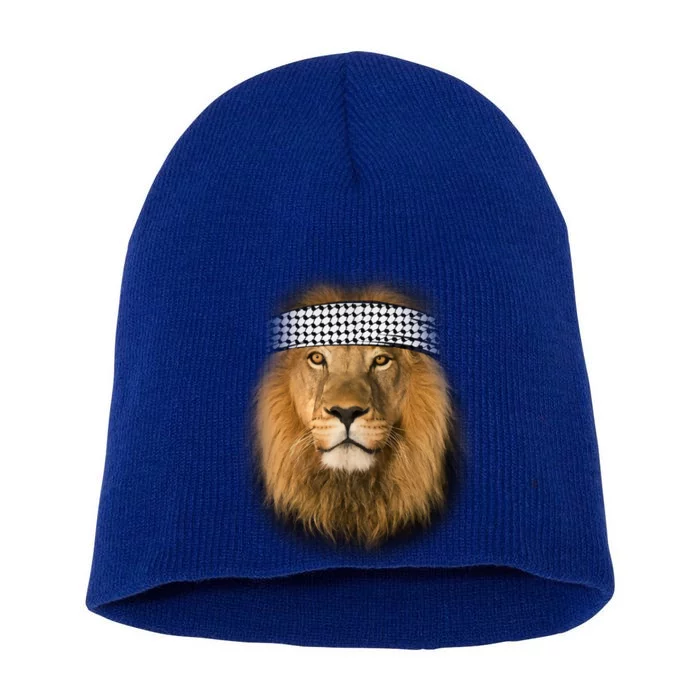 Free Palestine Palestinian Lion Cute Gift Short Acrylic Beanie