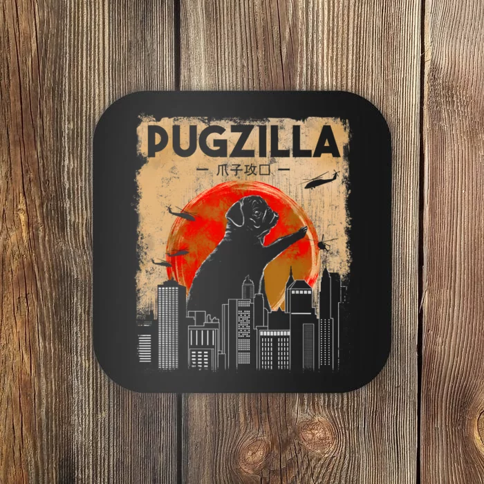 Funny Pug Pugzilla Funny Dog Pug Coaster