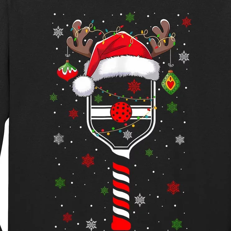 Funny Pickleball Player Christmas Holiday Reindeer Xmas Tall Long Sleeve T-Shirt