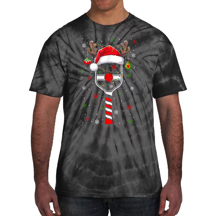 Funny Pickleball Player Christmas Holiday Reindeer Xmas Tie-Dye T-Shirt