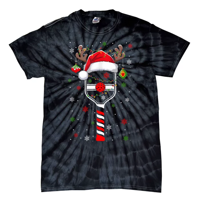 Funny Pickleball Player Christmas Holiday Reindeer Xmas Tie-Dye T-Shirt