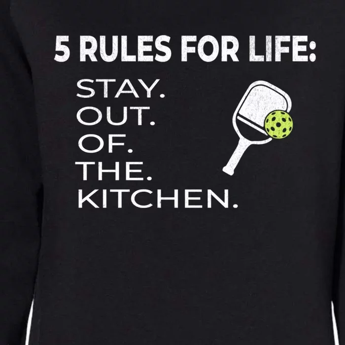 Funny Pickleball Pun Stay Out Of The Kitchen Green Cool Gift Womens California Wash Sweatshirt