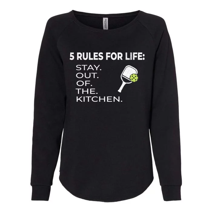 Funny Pickleball Pun Stay Out Of The Kitchen Green Cool Gift Womens California Wash Sweatshirt