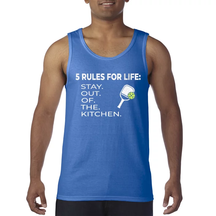 Funny Pickleball Pun Stay Out Of The Kitchen Green Cool Gift Tank Top