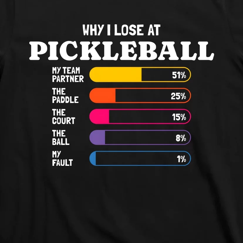 For Pickleball Player Why I Lose Pickleball Partner Paddle Court Humor T-Shirt