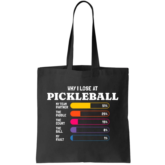 For Pickleball Player Why I Lose Pickleball Partner Paddle Court Humor Tote Bag