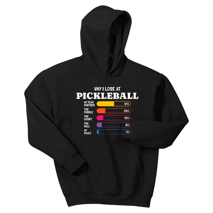 For Pickleball Player Why I Lose Pickleball Partner Paddle Court Humor Kids Hoodie