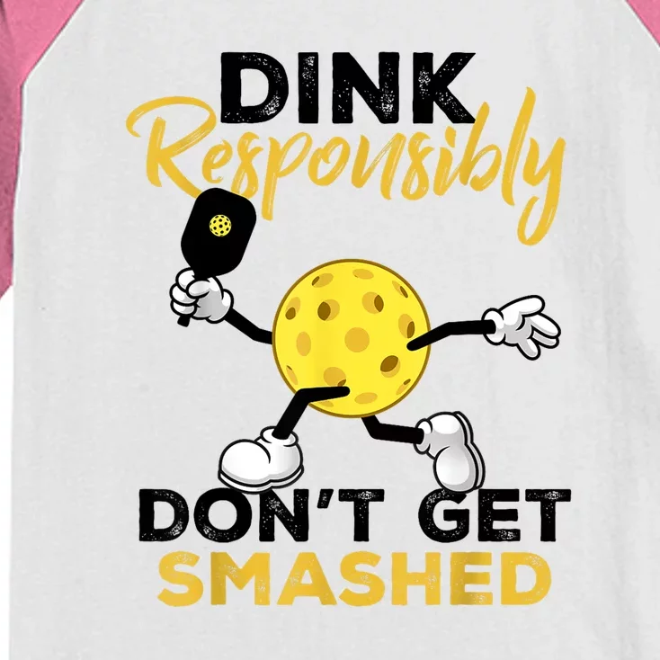 Funny Pickleball Player Dink Responsibly Dont Get Smashed Gift Kids Colorblock Raglan Jersey