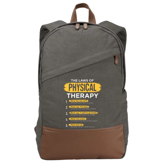 Funny PT Physical Therapy Gift Therapist Month Cotton Canvas Backpack