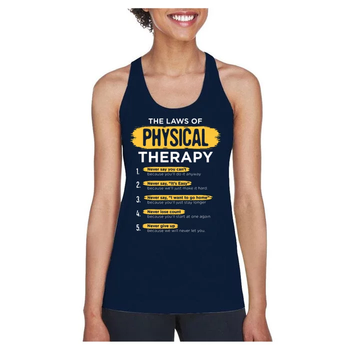 Funny PT Physical Therapy Gift Therapist Month Women's Racerback Tank