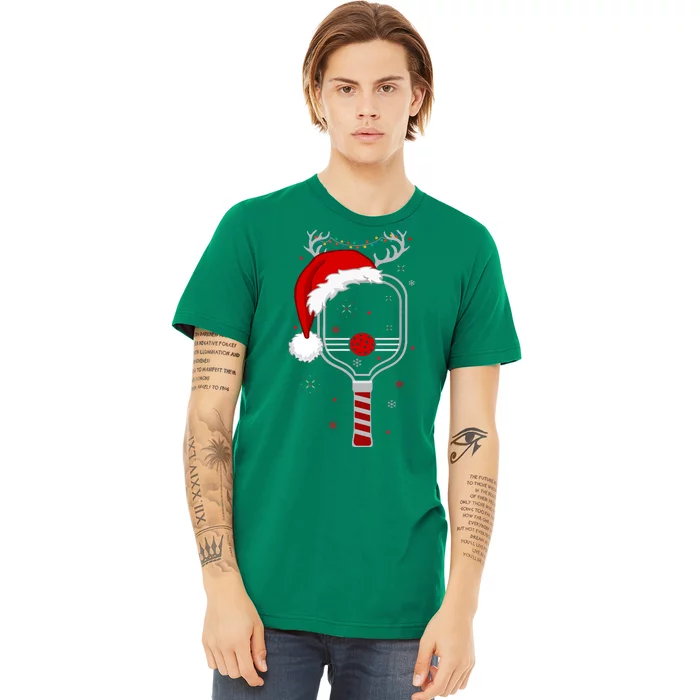 Funny Pickleball Player Christmas Holiday Reindeer Xmas Gift For Xmas Premium T-Shirt