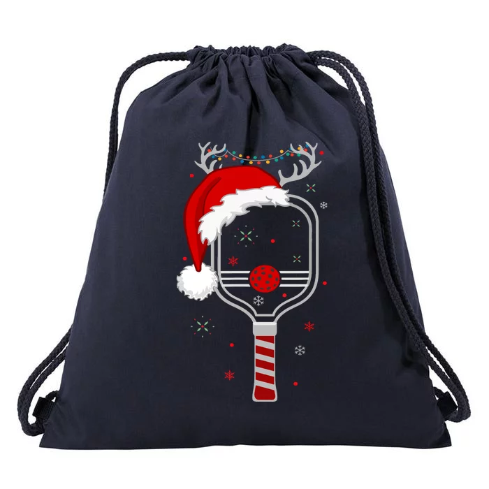 Funny Pickleball Player Christmas Holiday Reindeer Xmas Gift For Xmas Drawstring Bag