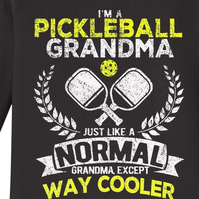 Funny Pickleball Paddle Pickleball Grandma Retro Baby Long Sleeve Bodysuit