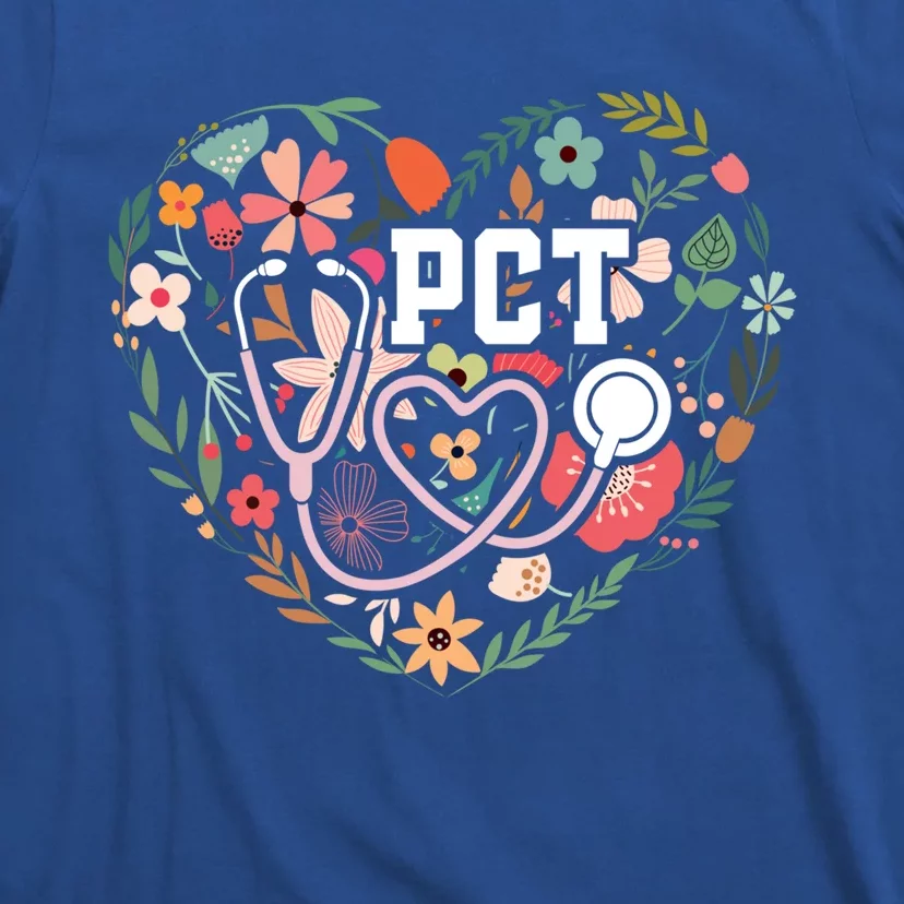 Floral Pct Patient Care Technician Healthcare Worker Gift T-Shirt