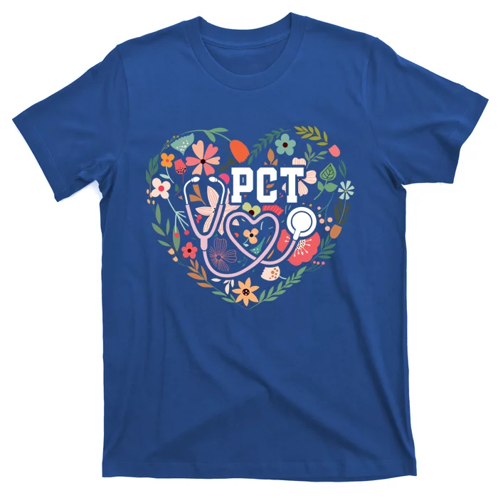 Floral Pct Patient Care Technician Healthcare Worker Gift T-Shirt