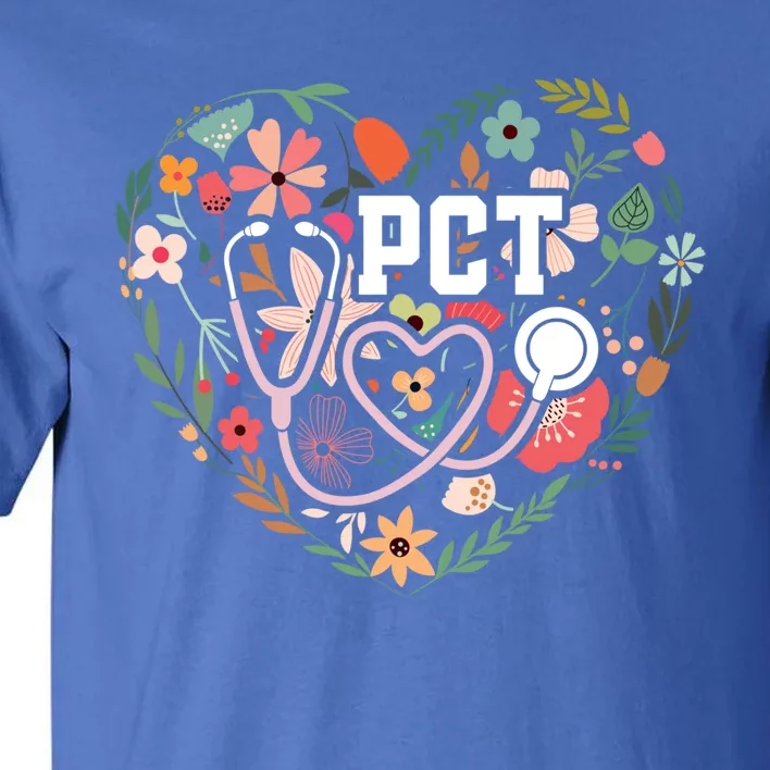 Floral Pct Patient Care Technician Healthcare Worker Gift Tall T-Shirt