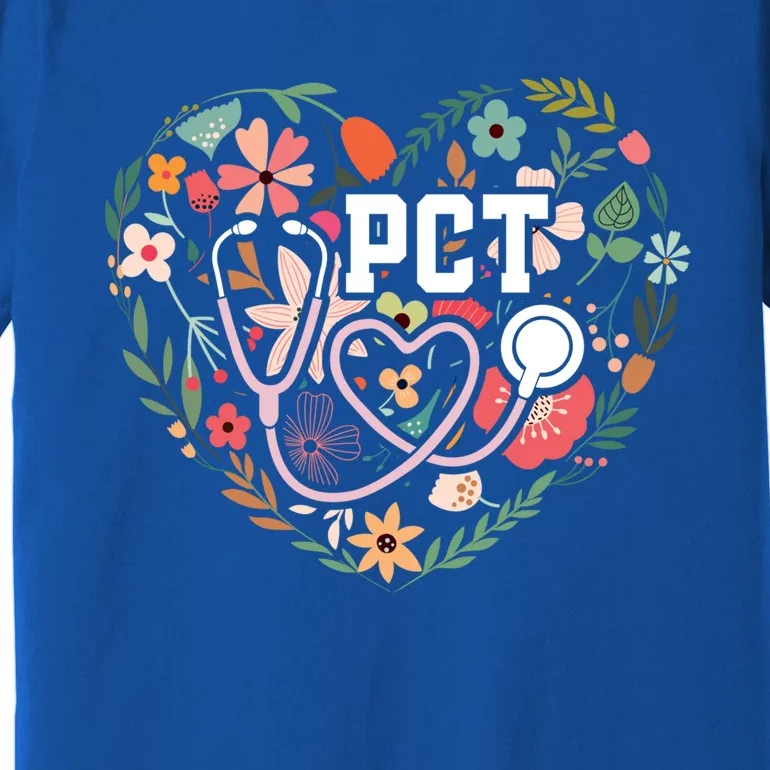 Floral Pct Patient Care Technician Healthcare Worker Gift Premium T-Shirt