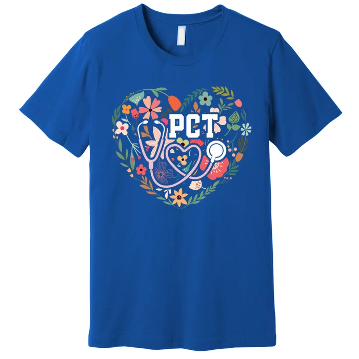 Floral Pct Patient Care Technician Healthcare Worker Gift Premium T-Shirt