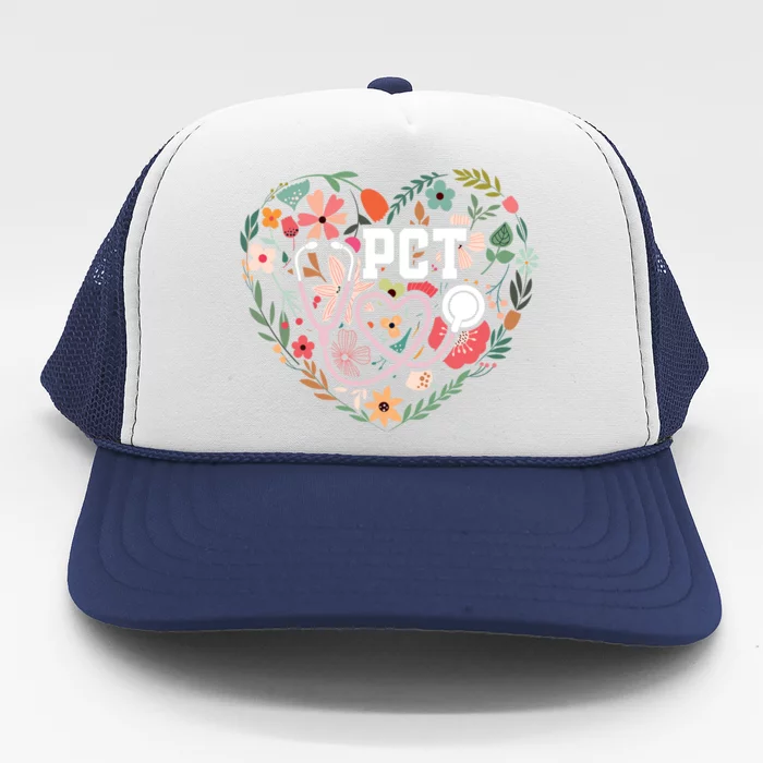 Floral Pct Patient Care Technician Healthcare Worker Gift Trucker Hat