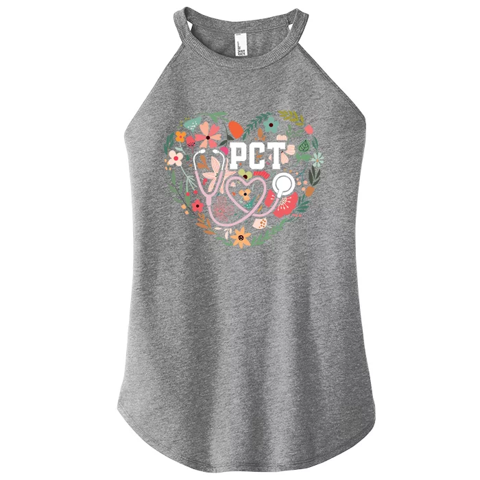 Floral Pct Patient Care Technician Healthcare Worker Gift Women’s Perfect Tri Rocker Tank