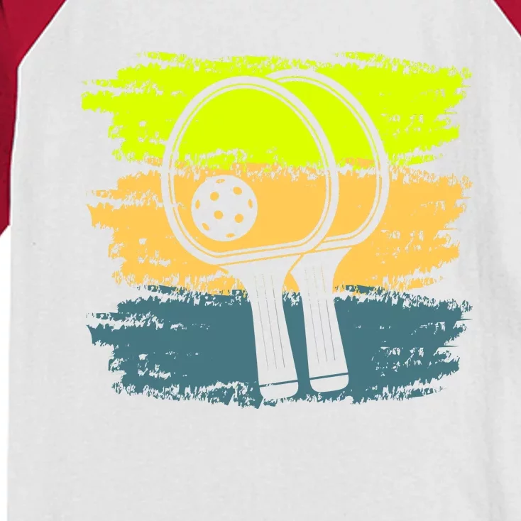 Funny Pickleball Player Paddleball Lover Kids Colorblock Raglan Jersey