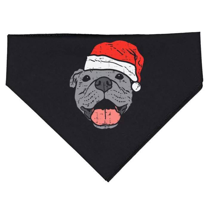 Festive Pitbull Pit Santa Hat Christmas Gift for Dog Lovers USA-Made Doggie Bandana