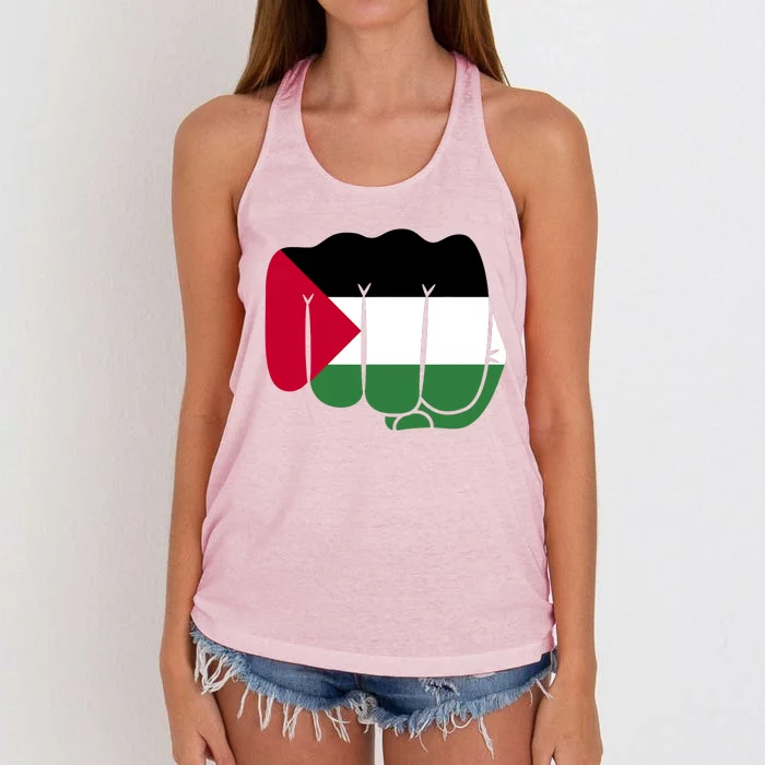 Free Palestine Palestine Flag Support Women's Knotted Racerback Tank