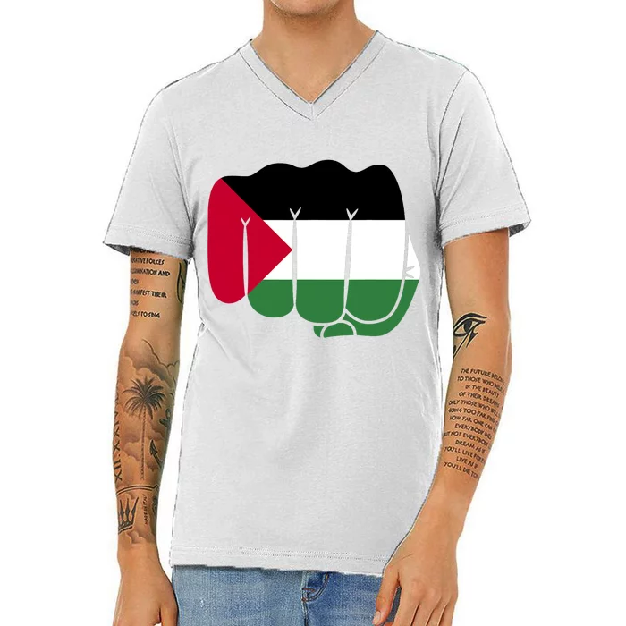 Free Palestine Palestine Flag Support V-Neck T-Shirt