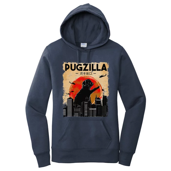 Funny Pug  Pugzilla  Funny Dog Pug Women's Pullover Hoodie