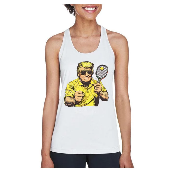 Funny President Pickleball Lovers Political Women's Racerback Tank